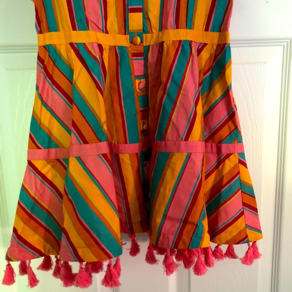 Anthropologie FARM Rio Rainbow Stripe Tassel Dress Kids Girls 2T NWT - Picture 7 of 11